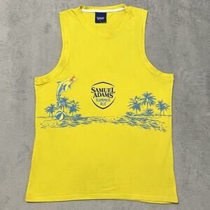 Samuel Adams Shirt Mens L Yellow Summer Ale Graphic Sleeveless Tank Top Tee
